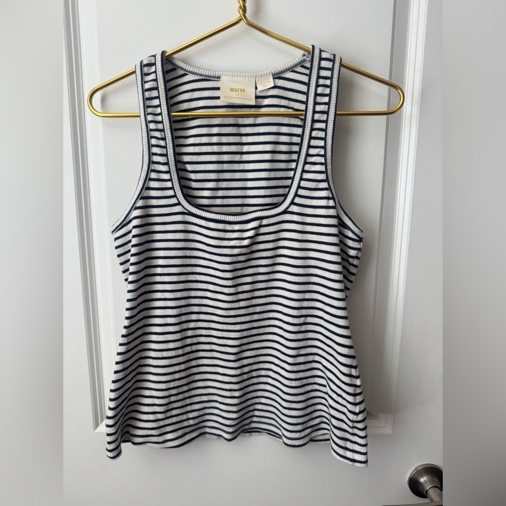 Anthropologie Maeve Stripped Ribbed Tank Top - Picture 3 of 7